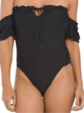 Sea Angel Black Ruffle off shoulder Swimsuit New Sz. M